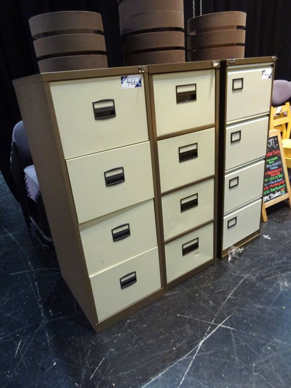 3x Triumph etc cream / brown metal 4 drawer filing...
