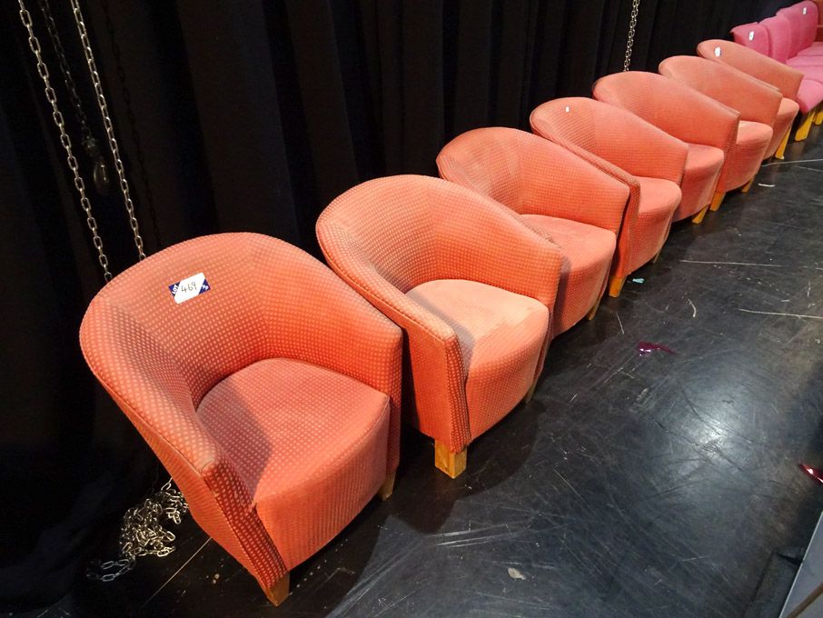 7x pink upholstered reception chairs