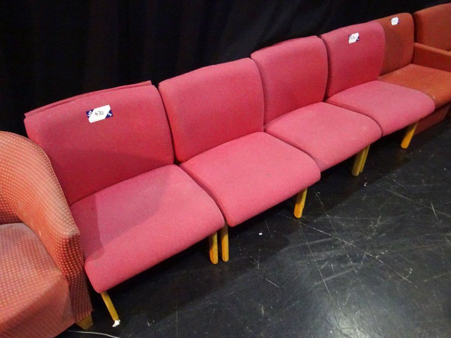 4x pink upholstered / wooden framed reception chai...
