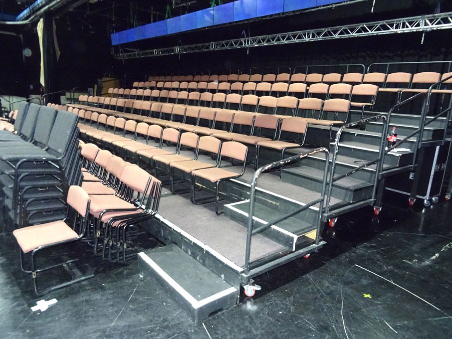 4 sections of small tier staging with hand rails &...