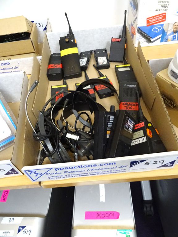 Qty various 2 way radios, batteries, headset etc (...