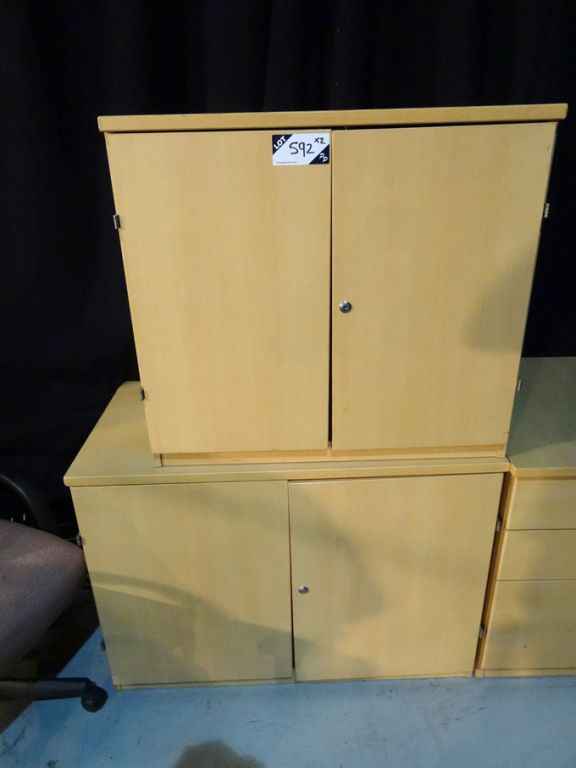 2x beech 2 door storage cupboards