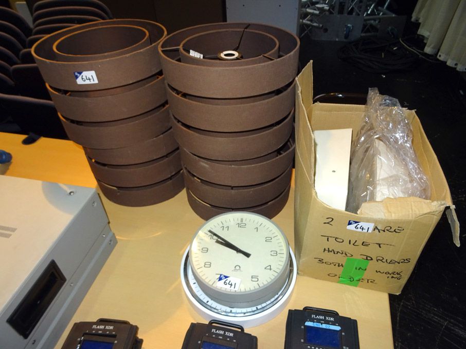 2x Mobatime studio clocks, 4x lampshades & 2x hand...