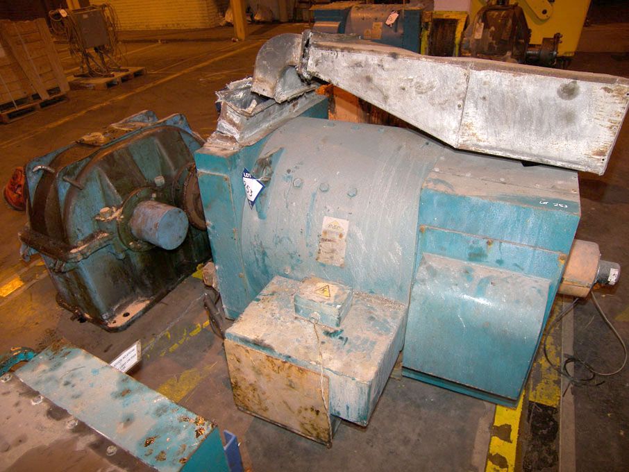 GEC DC motor, 4.1/410kW @ 10/1000rpm with gearbox