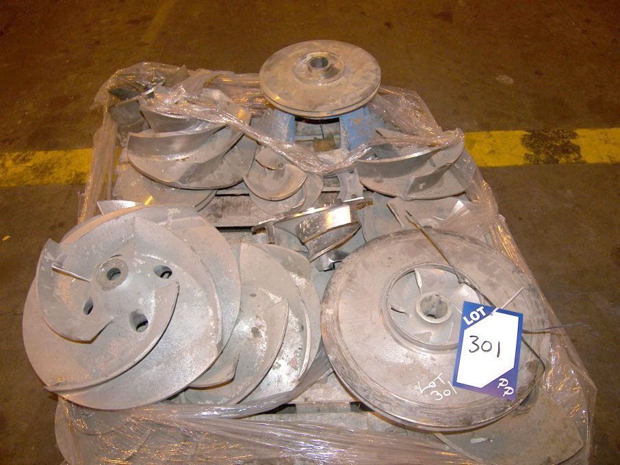 Qty various s/s 316 pump blades on pallet