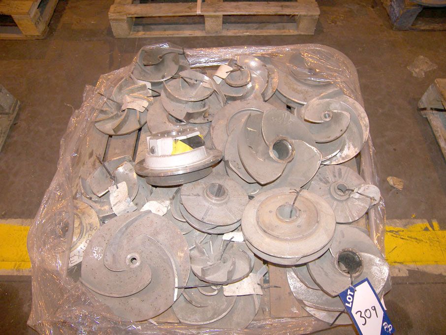 Qty various s/s 316 pump blades on pallet