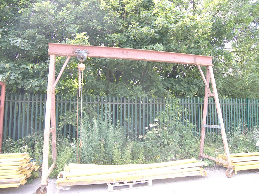 12ft span mobile 'A' frame, 1 ton swl with Eller m...