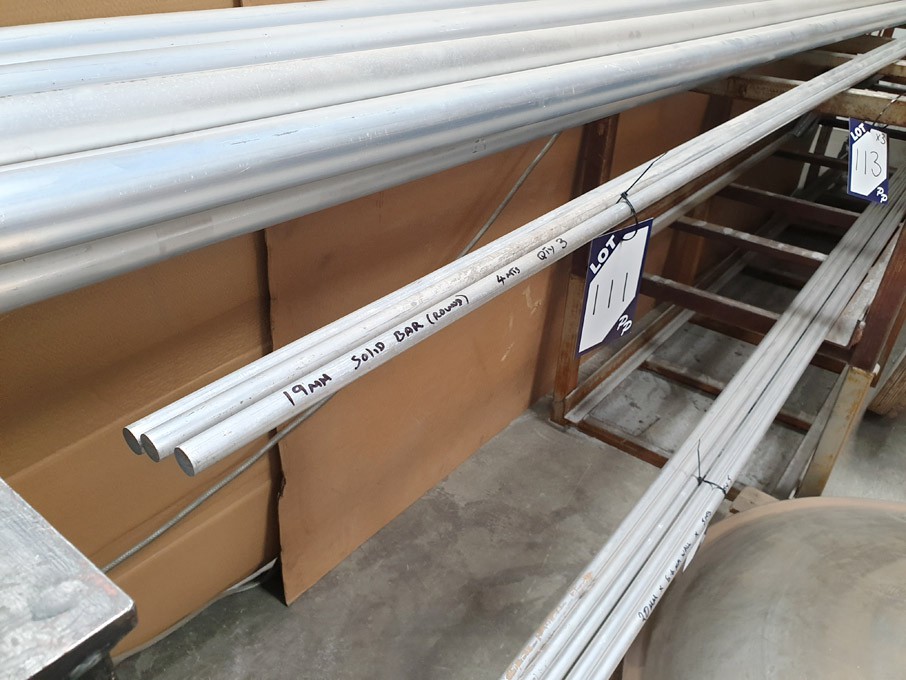 2x aluminium round solid bars, 19mm x 4m approx -...