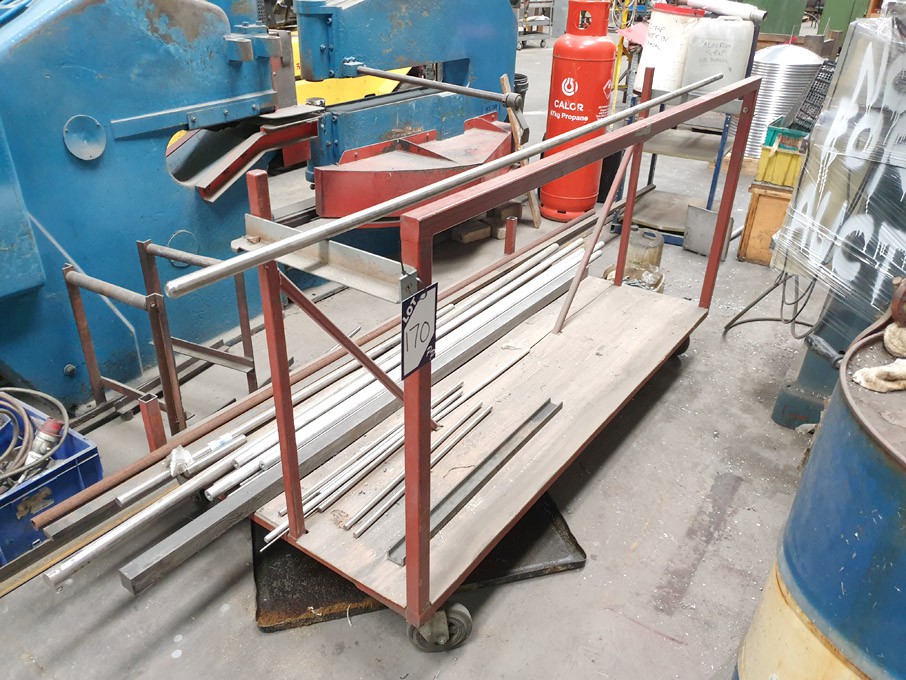 Mobile storage trolley with Qty various bar stock...