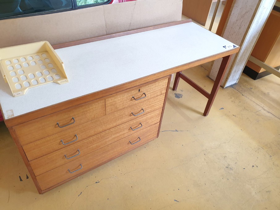 Wooden work table with built in drawers, 1550x520m...