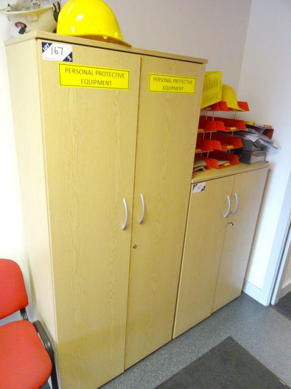 2x light oak 2 door storage cupboards, 800x400x180...