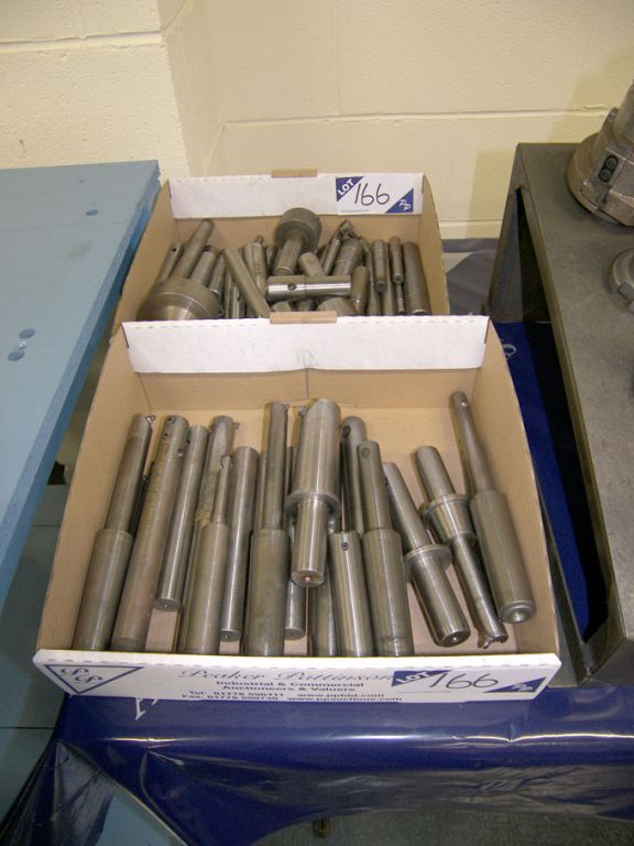 Qty various boring tools, centres etc in 2 boxes