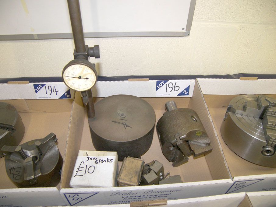 120mm 3 jaw chuck, clock stand, jaw blanks