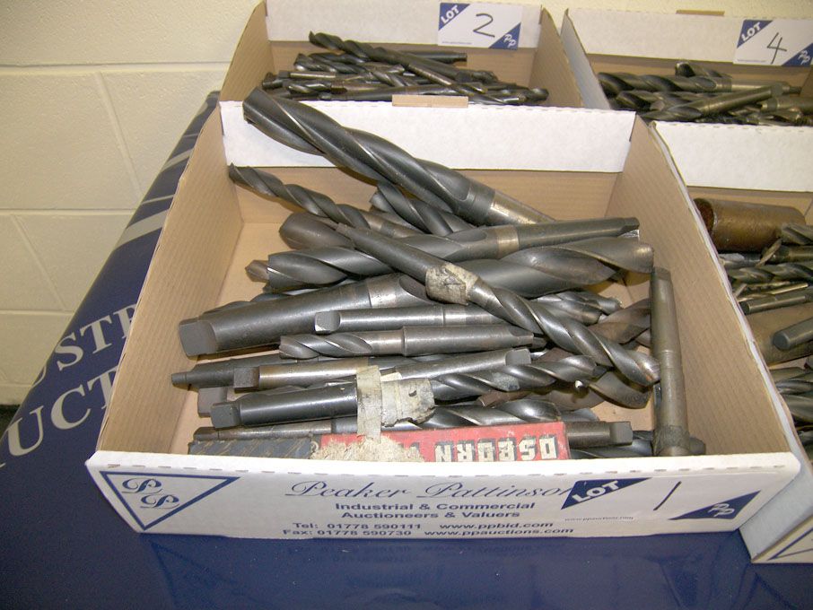 Qty HSS taper shank twist drills to 32mm approx
