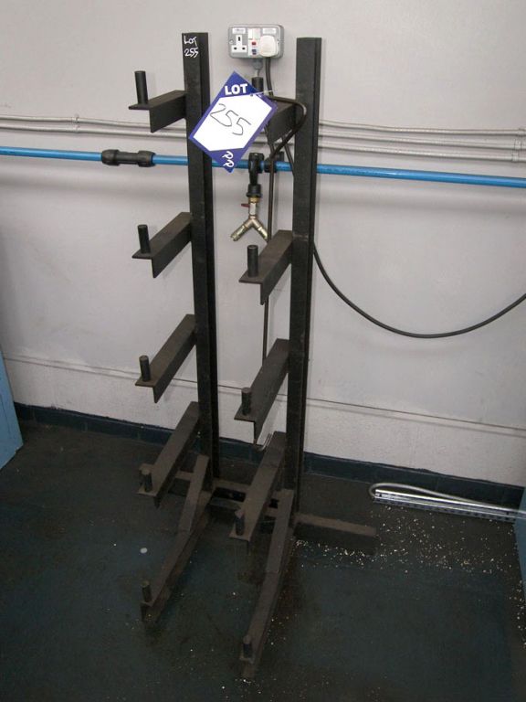 2x single sided floor mounted bar racks, multishel...
