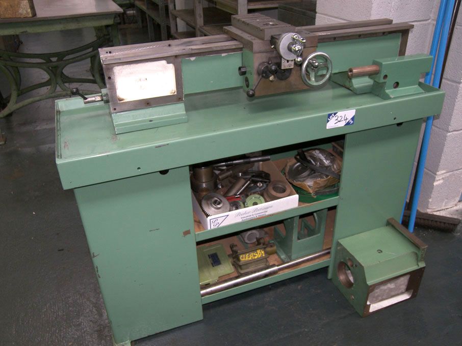 Myford part finished lathe on cabinet base