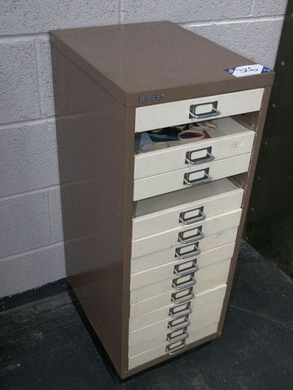 Bisley 16 drawer metal storage unit
