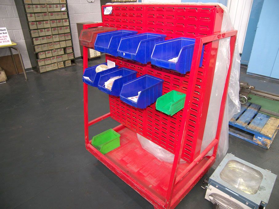 Mobile lin bin type storage trolley with Qty plast...