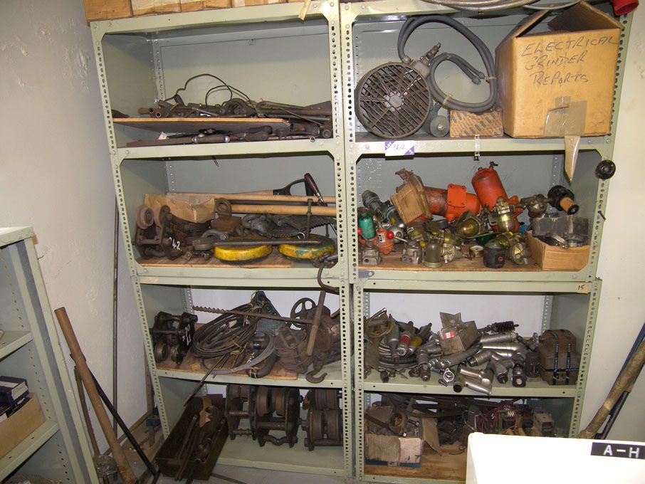 3x storage racks with contents inc: regulators, pn...