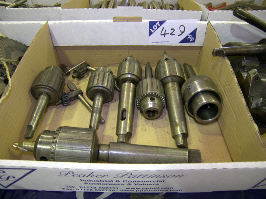 Qty various size Jacobs drill chucks, chuck keys e...