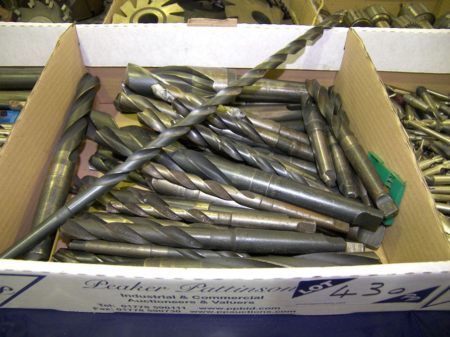 Qty HSS taper shank twist drills to 1 1/2" approx