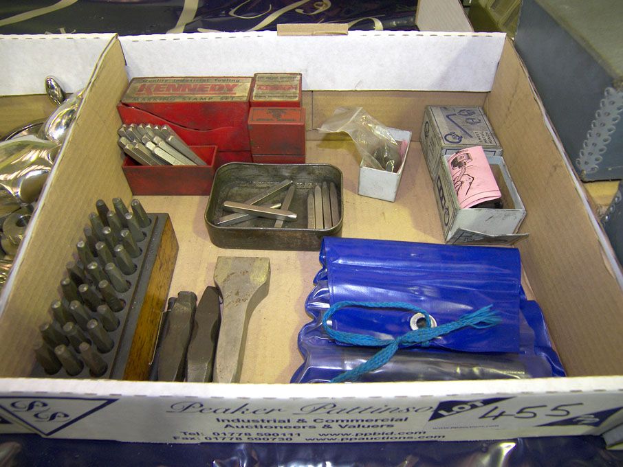 Qty letter & number stamps, sheet metal punches et...