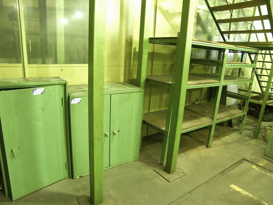 Qty 2 door storage cupboards, storage racks etc as...