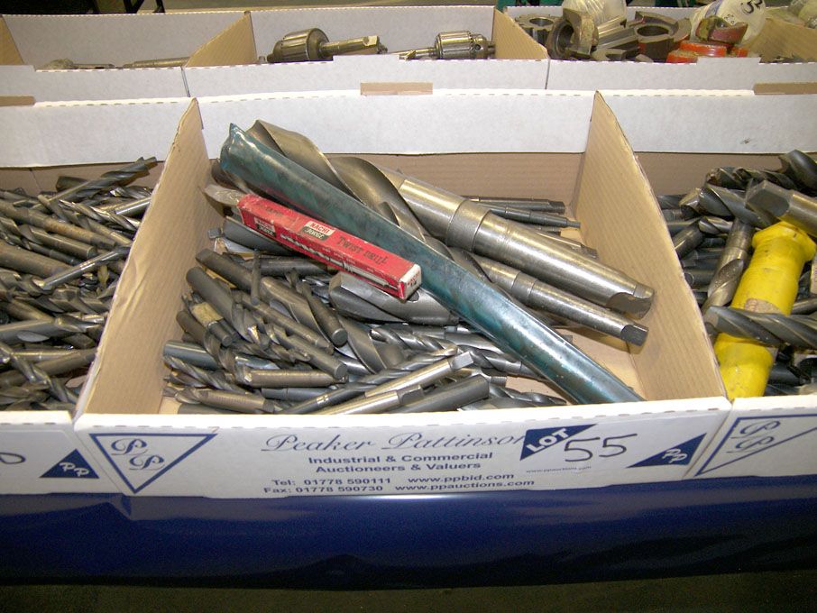 Qty HSS taper shank twist drills to 1 1/2" approx