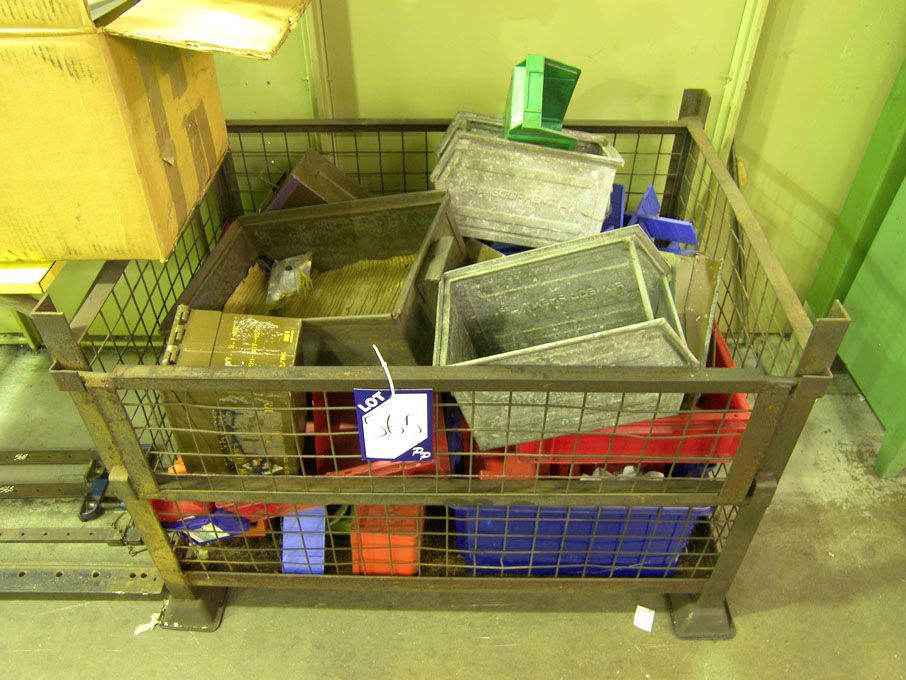 Qty various plastic / metal storage bins in stilla...