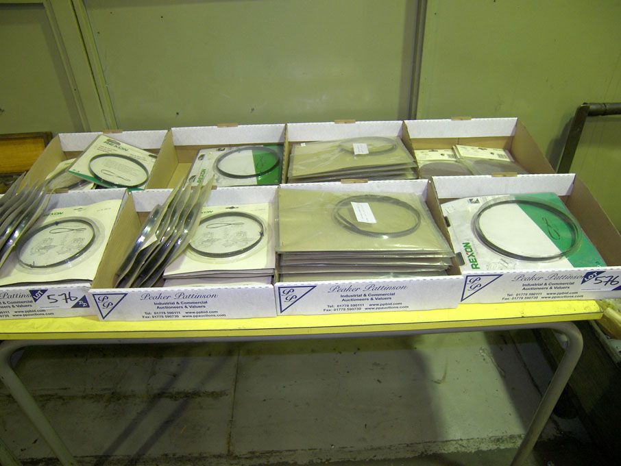 Qty various size Rexon bandsaw blades, sanding dis...