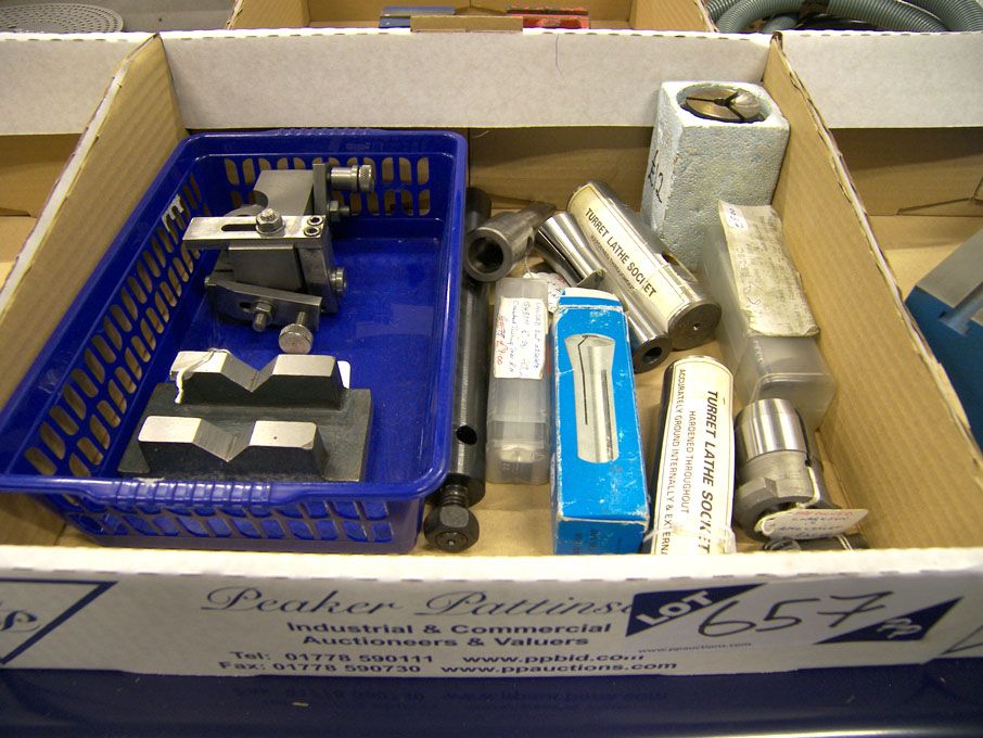 Myford 4" Vee block, morse taper adaptor, collets...