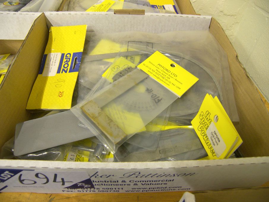 Qty parallel clamps, drill point gauges, peg spann...