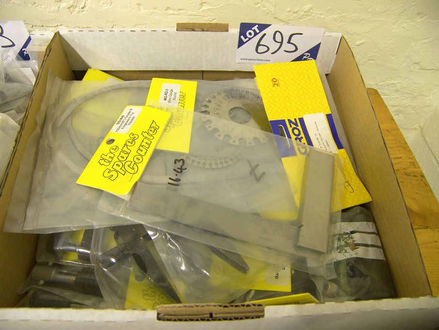 Qty parallel clamps, drill point gauges, peg spann...