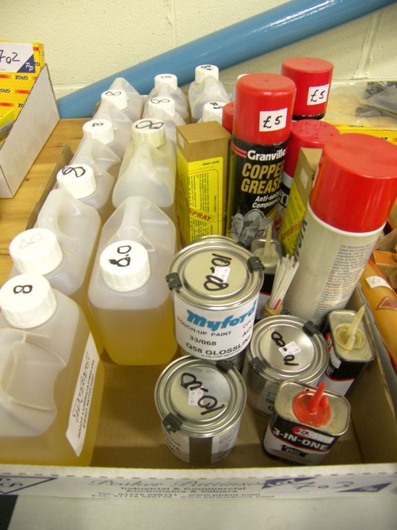Qty touch up paint, oils, copper grease etc