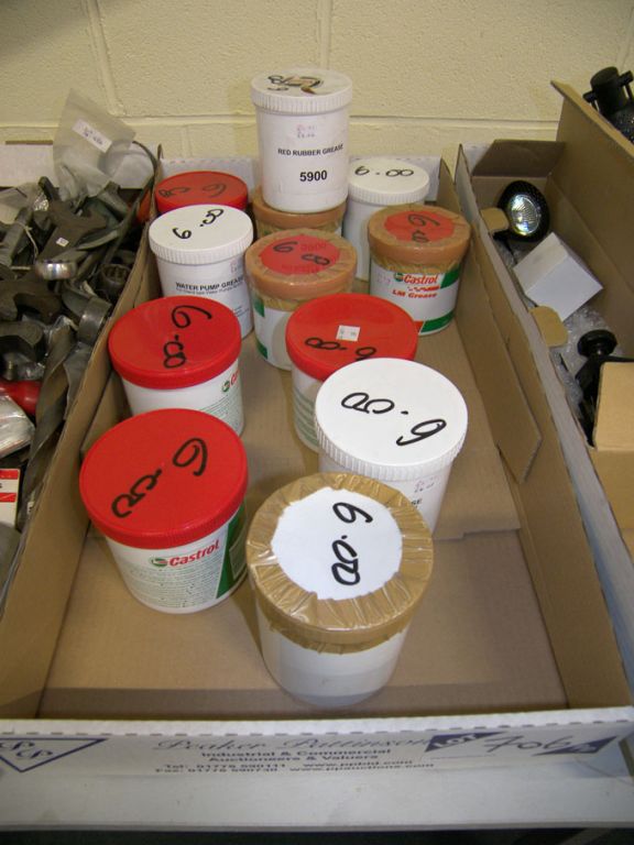 Qty Castrol red rubber grease, LM grease, water pu...