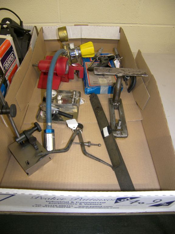 Bujbro gas regulator, G clamps, clock stands etc