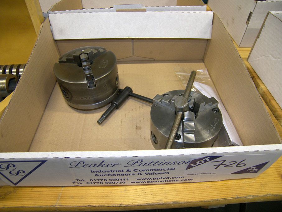 Crown 100mm 3 jaw chuck, Pratt Burnerd 100mm 3 jaw...