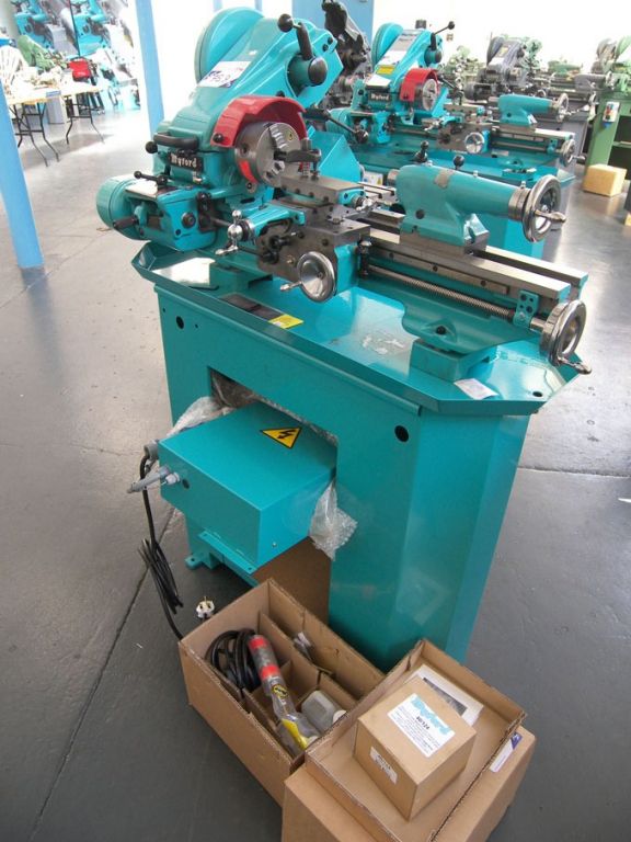 Myford Super 7 Connoisseur lathe on cabinet base,...