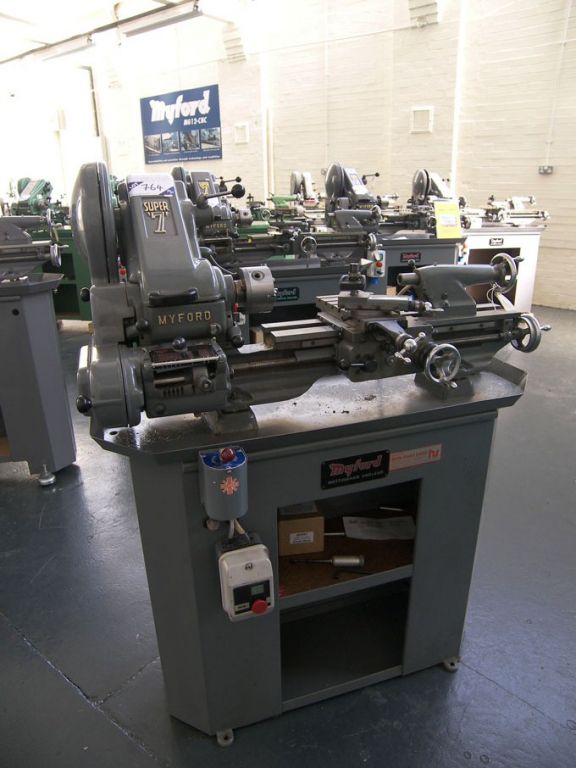 Myford Super 7B lathe on cabinet base, 25-2150rpm,...