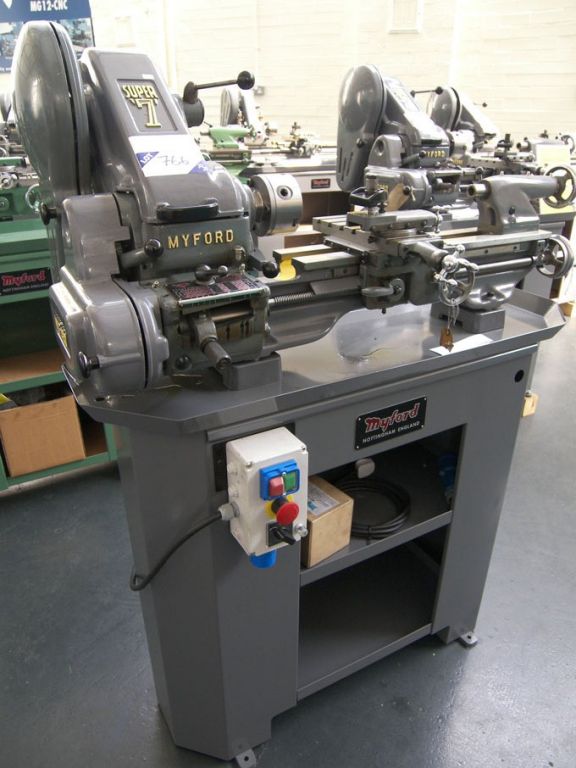 Myford Super 7B lathe on cabinet base, 25-2150rpm,...