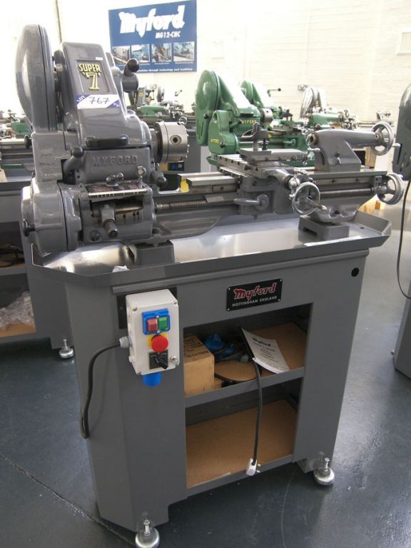 Myford Super 7B lathe on cabinet base, 25-2150rpm,...