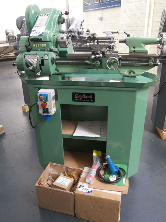 Myford ML7-R lathe on cabinet base, 27-2105rpm, 90...