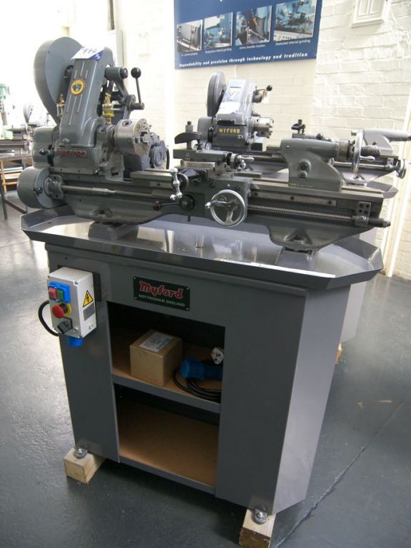 Myford ML7 lathe on cabinet base, 90mm CH x 500mm...