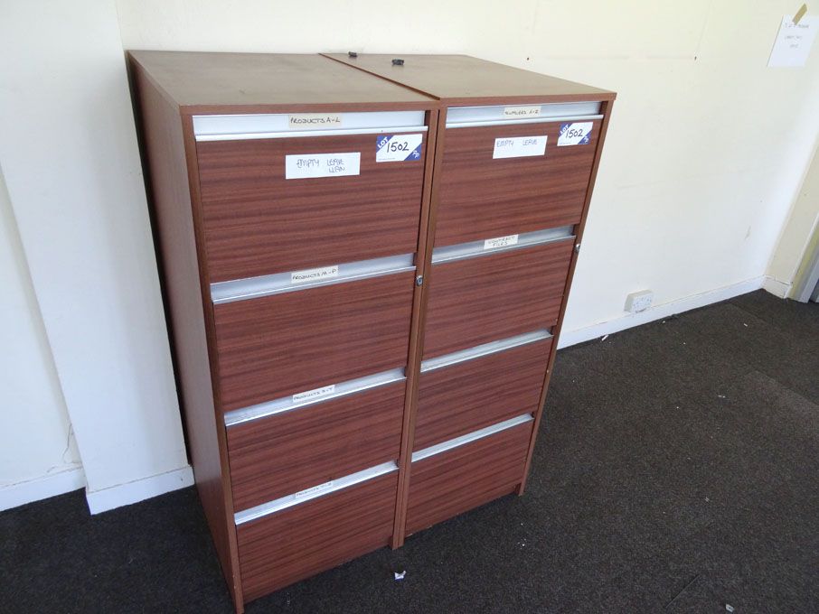 Brown / cream metal 4 drawer filing cabinet, 2x wo...