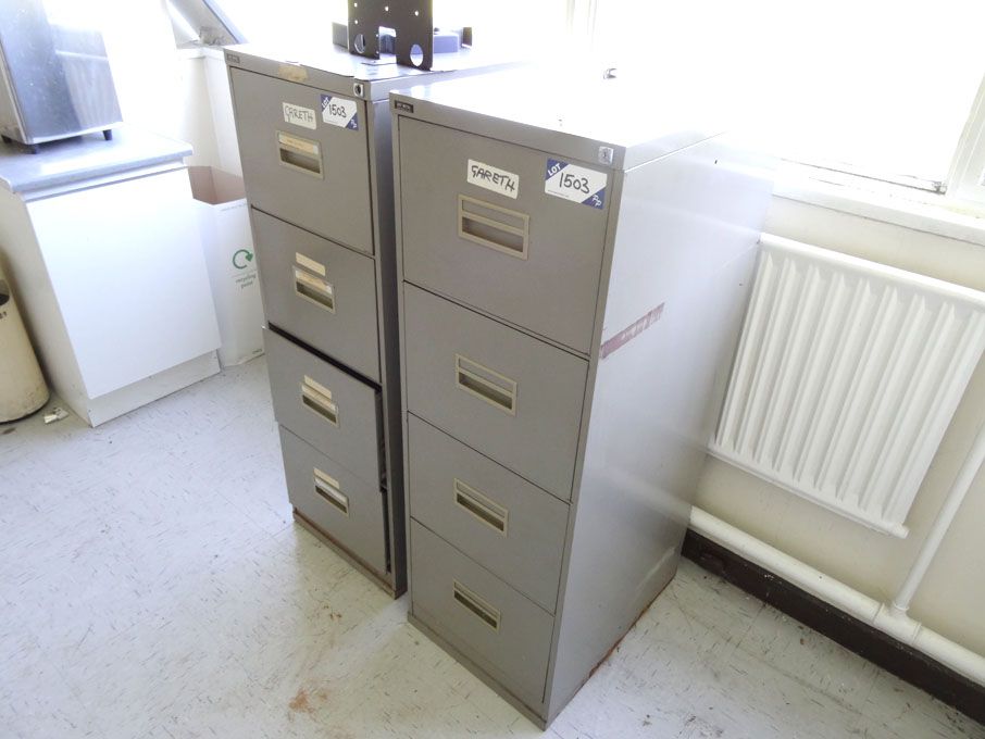 2x Art Metal grey metal 4 drawer filing cabinets