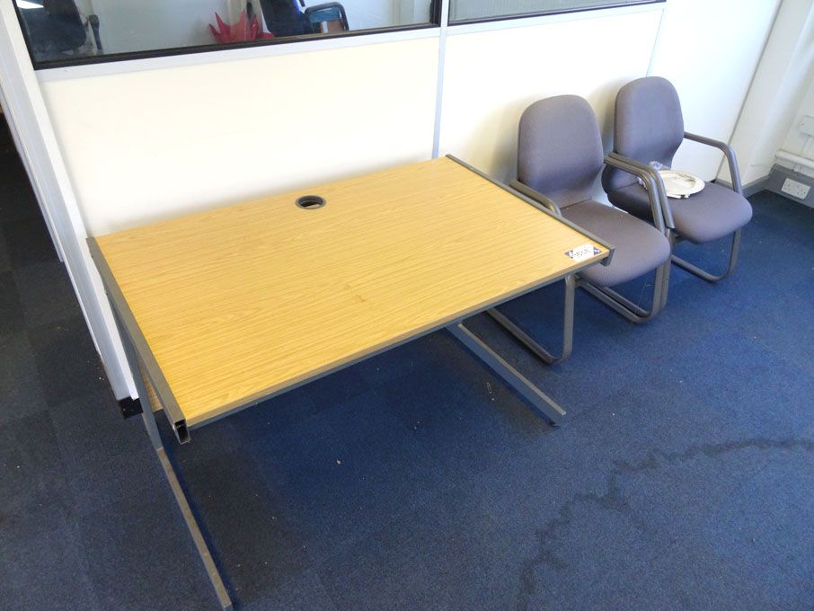 3x light oak 800mm wide computer desks,1200x750mm...