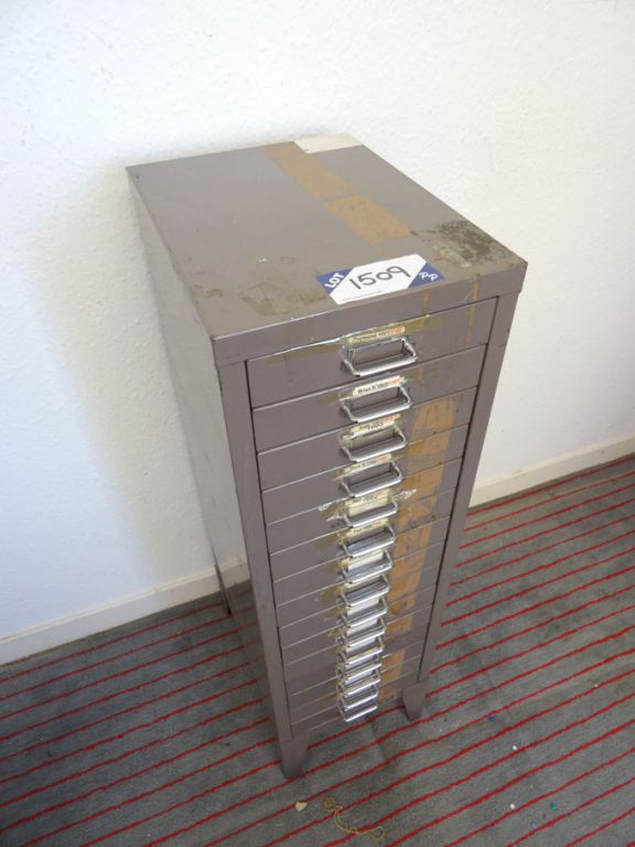 Bisley brown metal 15 drawer storage cabinet