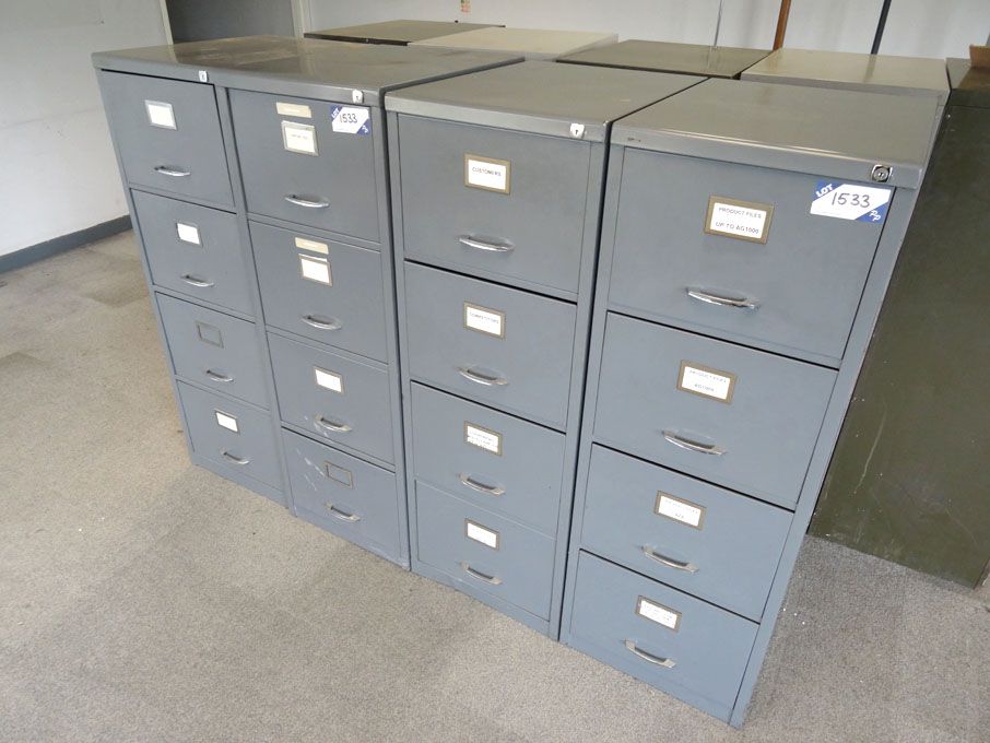 4x grey metal 4 drawer filing cabinets