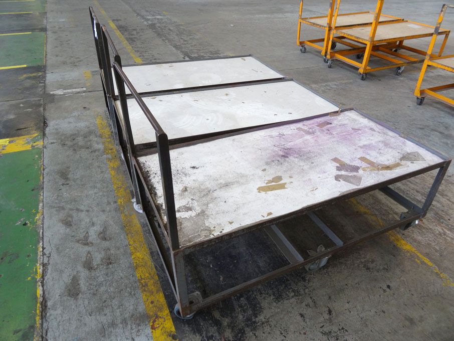 3x metal mobile storage trolleys, 760x1570mm
