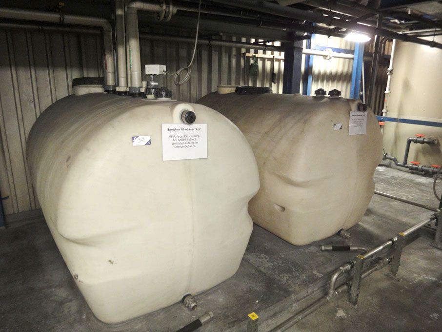 2x fibre glass water storage tanks, 3m3 volume